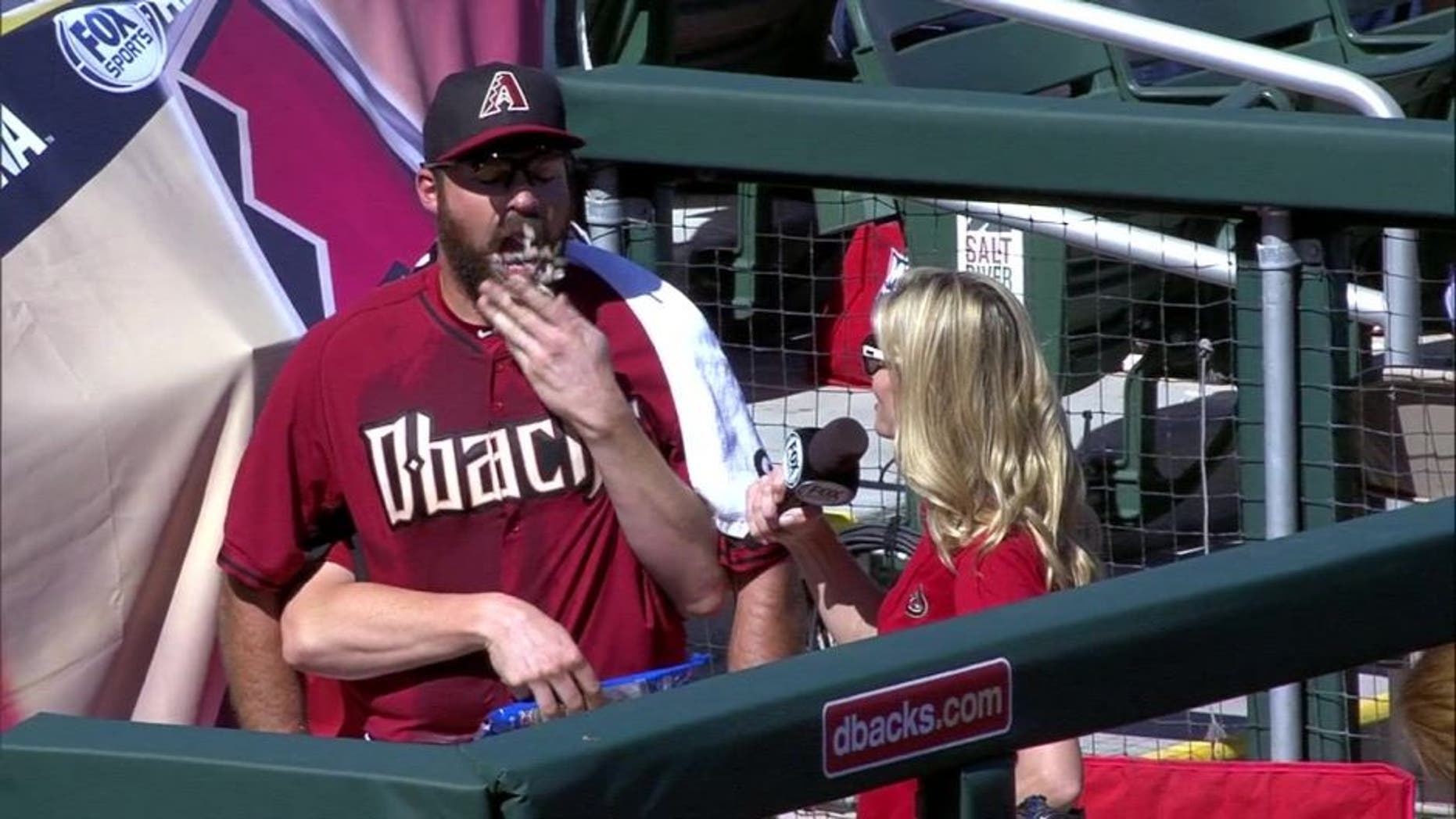 Josh Collmenter chats with Jody Jackson about being announced as the opening day starter. But Trevor Cahill can't seem to keep his hands to himself.