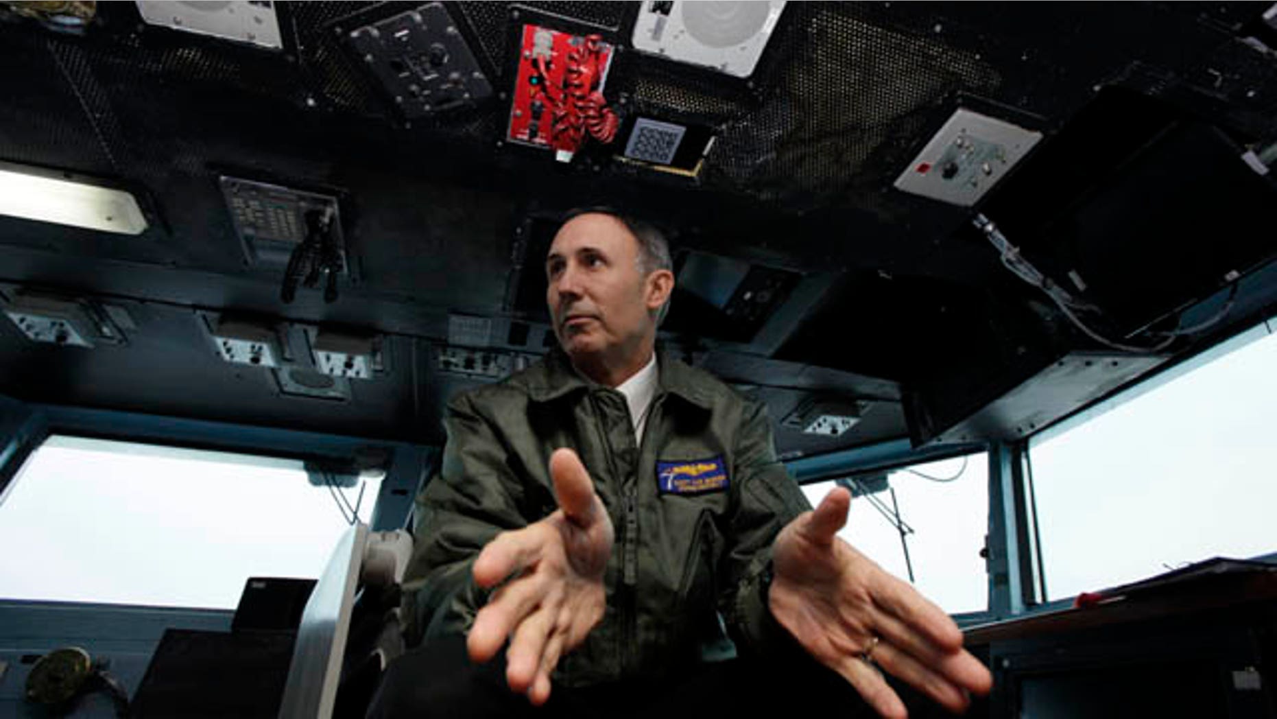 Feb. 11, 2011: Vice Admiral Scott Van Buskirk speaks during an interview on the bridge of the USS George Washington aircraft carrier, at the Yokosuka Naval Base, south of Tokyo