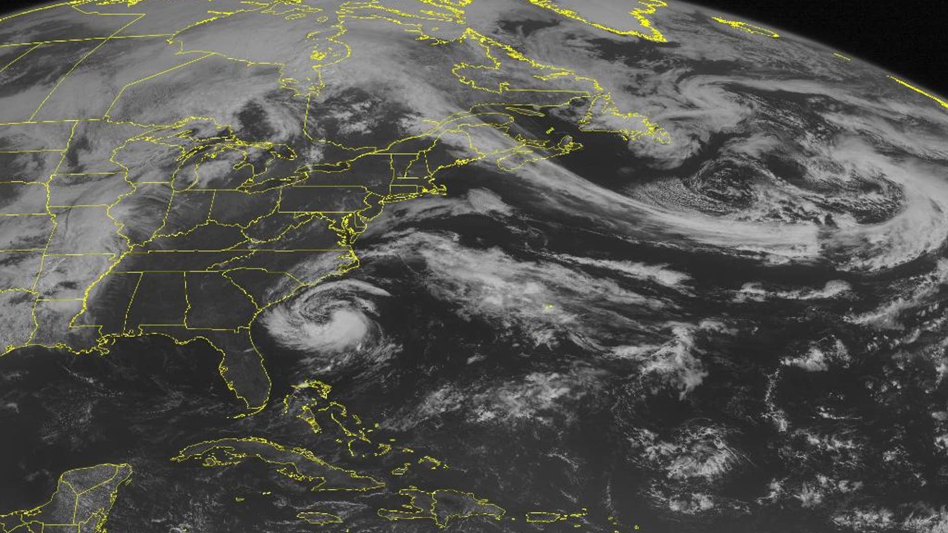 This NOAA satellite image taken Friday, May 8, 2015 at 09:45 AM EDT shows a ridge of high pressure building over the East. Underneath the ridge is a development of a Sub Tropical Storm named Ana. The storm is slowing moving to the Northwest and expected to effect North and South Carolina coastline. The biggest effect from the storm will be heavy rains with winds up to 45 MPH. To the northeast is a cold front with a streak of clouds that extends from Canada to Maine and offshore. This is creating cooler conditions for Eastern New England. Most active weather remains in the Mid-West where thunderstorms are firing up a long a large cold front. (Weather Underground via AP)