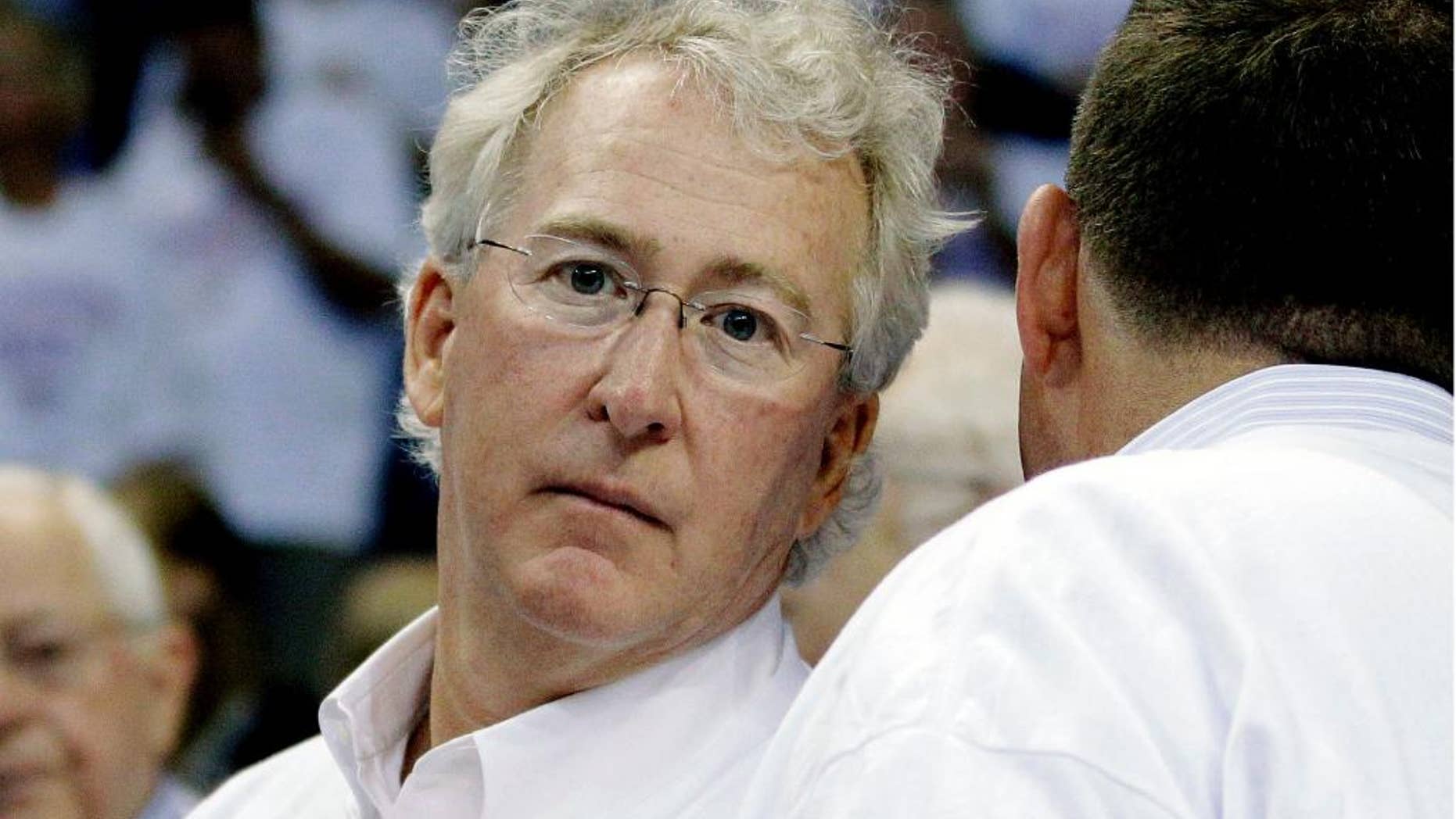 FILE - In this June 6, 2012, file photo, Chesapeake Energy Corp. CEO Aubrey McClendon attends Game 6 of the NBA basketball Western Conference finals, in Oklahoma City. Oklahoma City police say they found no evidence that the death of McClendon in a vehicle crash a day after he was indicted by a federal grand jury was anything other than an accident. (AP Photo/Sue Ogrocki, File)