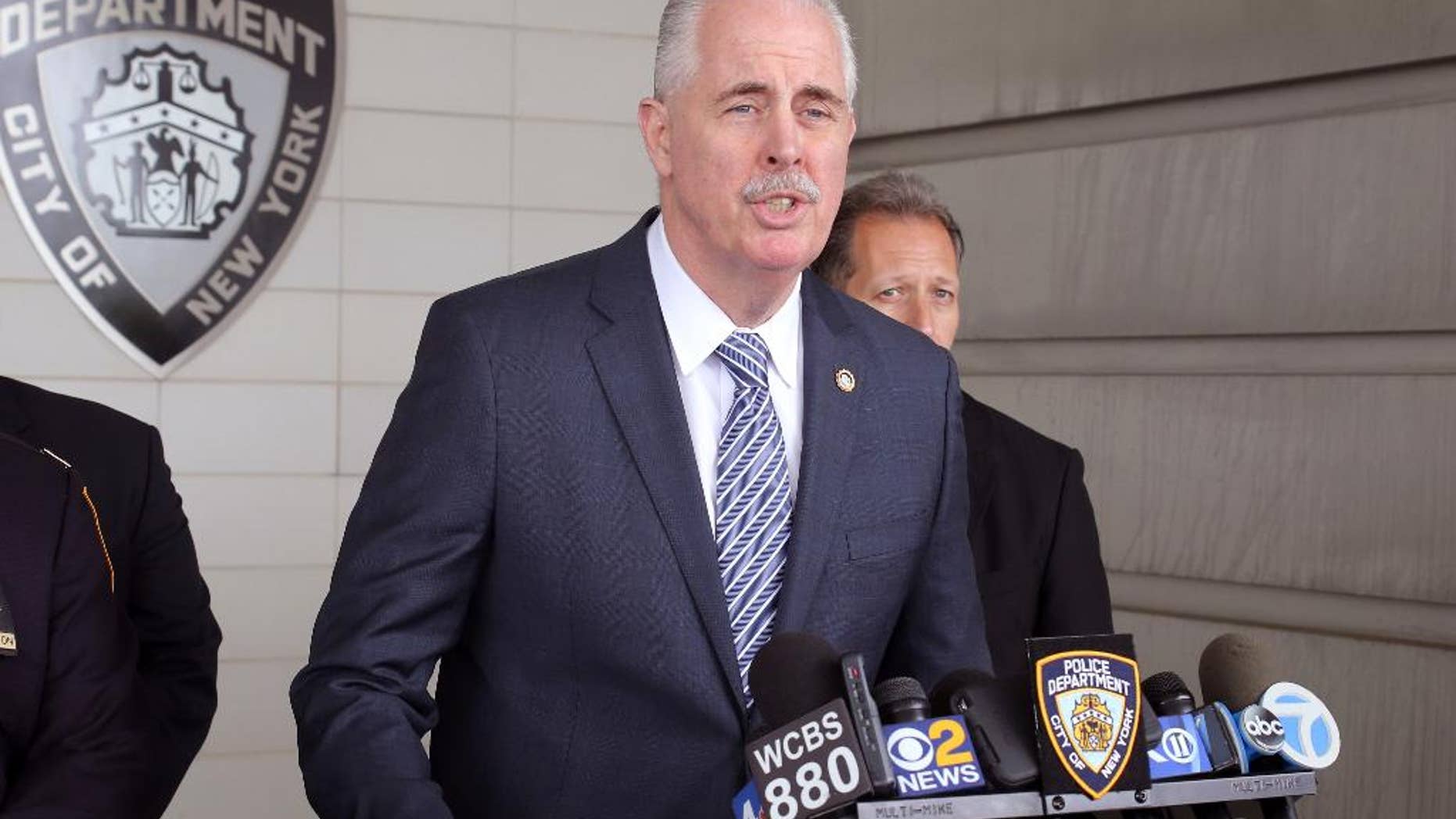 New York Police Department Chief of Detectives Robert Boyce takes questions from the media at the 121th Precinct on New York City's Staten Island, Friday, June 03, 2016. Police officials said Friday that there was no evidence that 16-year-old Dayshen McKenzie was the victim of a hate crime on May 27. Witnessed say that he was watching an altercation between two gangs and ran when someone claimed to have a gun. The teen had asthma and a heart condition. He likely died as a result of pre-existing conditions. (Staten Island Advance/Anthony DePrimo via AP) NO SALES