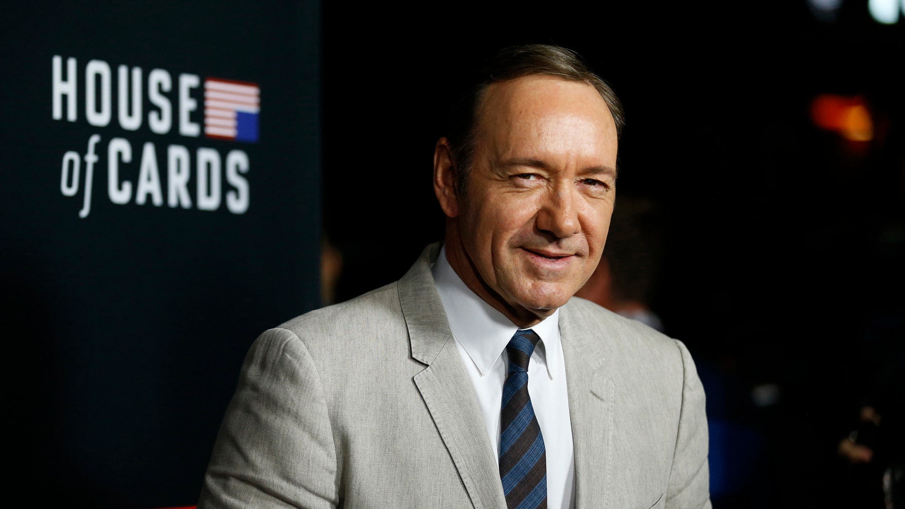 February 13, 2014. Cast member Kevin Spacey poses at the premiere for the second season of the television series "House of Cards" in Los Angeles.