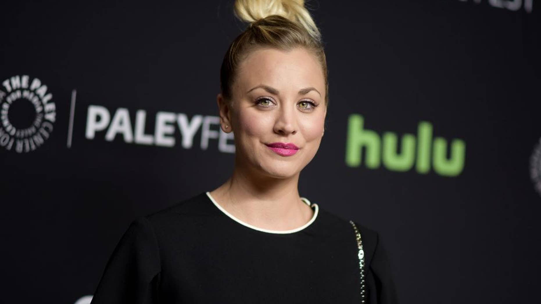 FILE - In this March 16, 2016, file photo, Kaley Cuoco attends the 33rd Annual Paleyfest: "The Big Bang Theory" held at the Dolby Theatre in Los Angeles. Cuoco has apologized for posting a photo on July 4, 2016, of her dogs sitting on an American flag. (Photo by Richard Shotwell/Invision/AP, File)