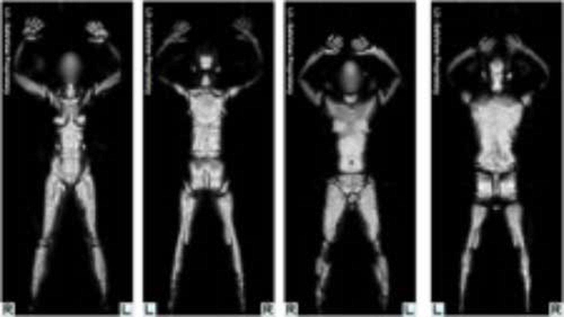 Millimeter wave technology produces images which are viewed by security officials in a remote location.
