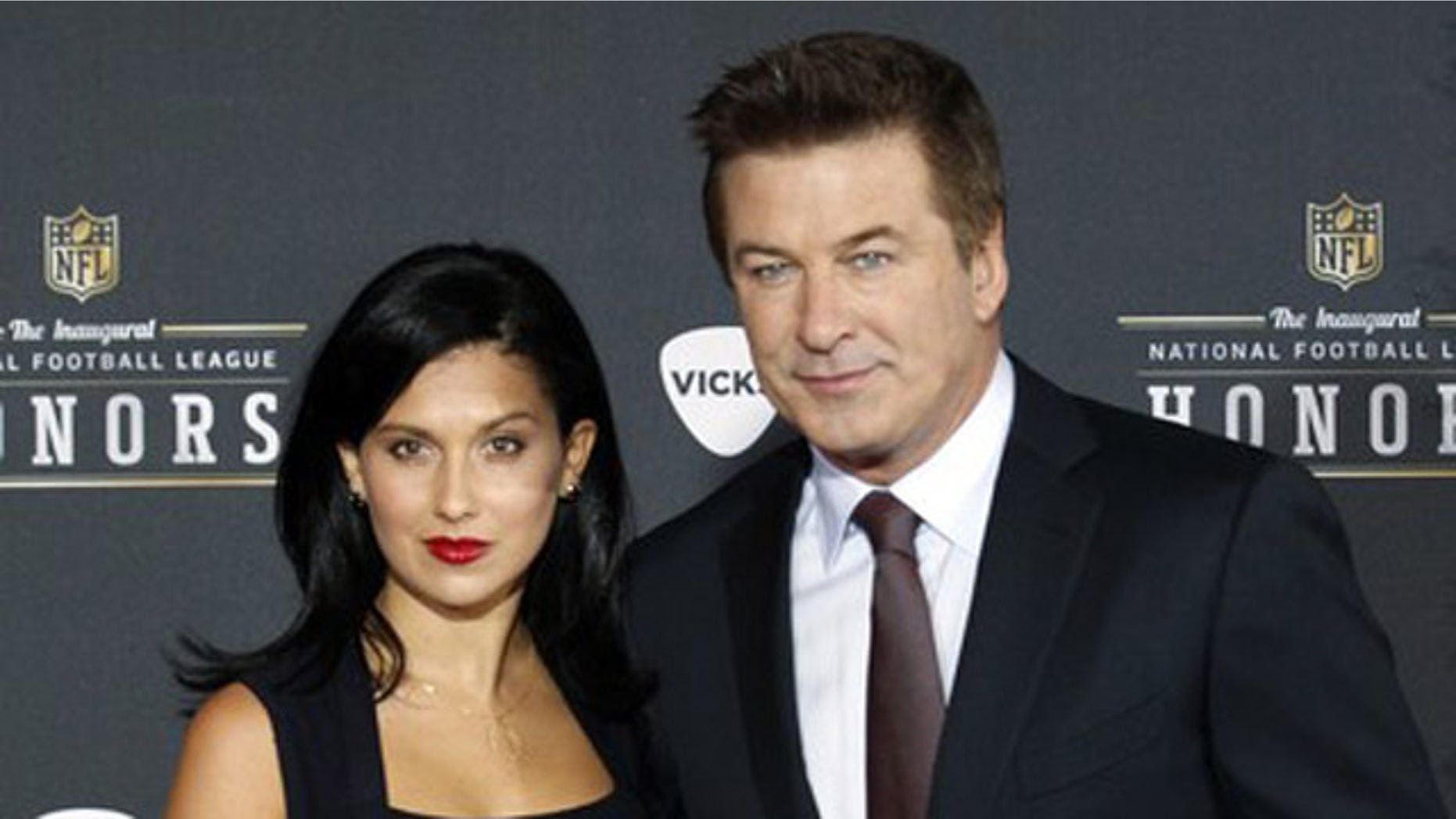 Feb. 4, 2012: Host Alec Baldwin and girlfriend Hilaria Thomas arrive for the Inaugural National Football League Honors at Super Bowl XLVI in Indianapolis, Indiana.