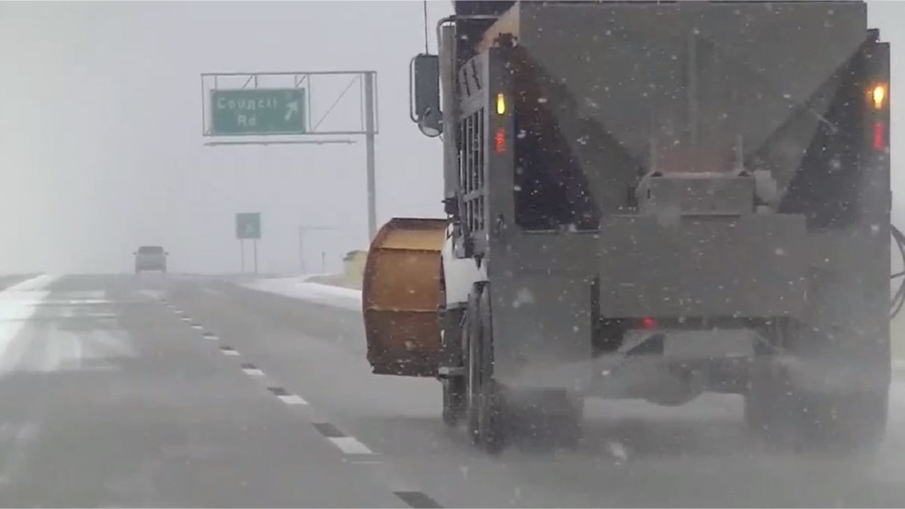 Crews pre-treating roads ahead of the storm in Oklahoma City.