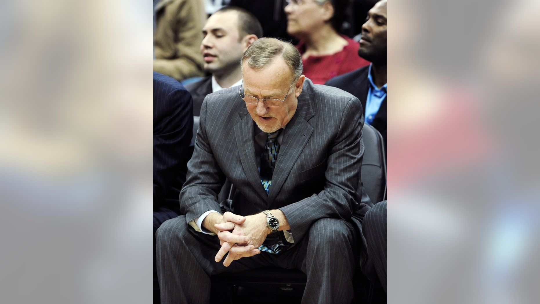 Minnesota Timberwolves head coach Rick Adelman looks toward the floor in the second half of an NBA basketball game against the Portland Trail Blazers, Saturday, Jan. 5, 2013, in Minneapolis. The Trail Blazers won 102-97. Before the game, the Timberwolves announced that Kevin Love had re-broken his hand and Nikola Pekovic had to leave the game with a hip injury. (AP Photo/Jim Mone)