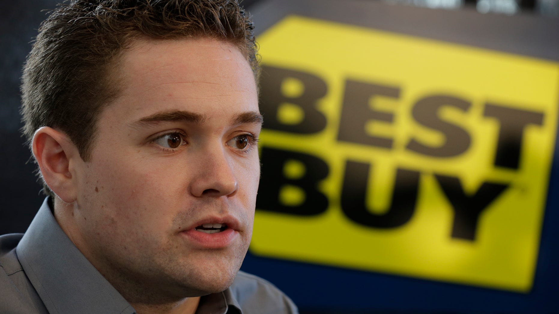 Driver Ricky Stenhouse Jr. talks to the media at a news conference during the NASCAR Sprint Cup Media Tour in Charlotte, N.C., Thursday, Jan. 24, 2013. (AP Photo/Chuck Burton)