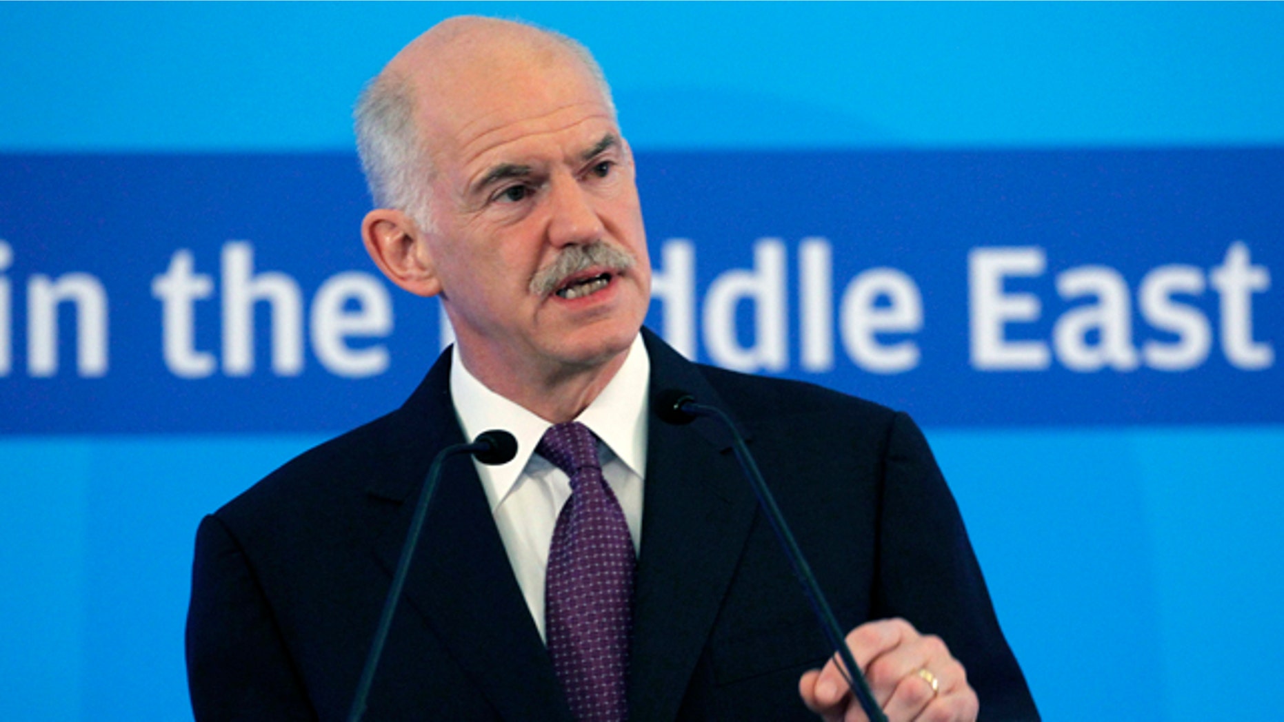 July 1: Greek Prime Minister George Papandreou, gives a speech during a European Socialist parties conference, in Athens.