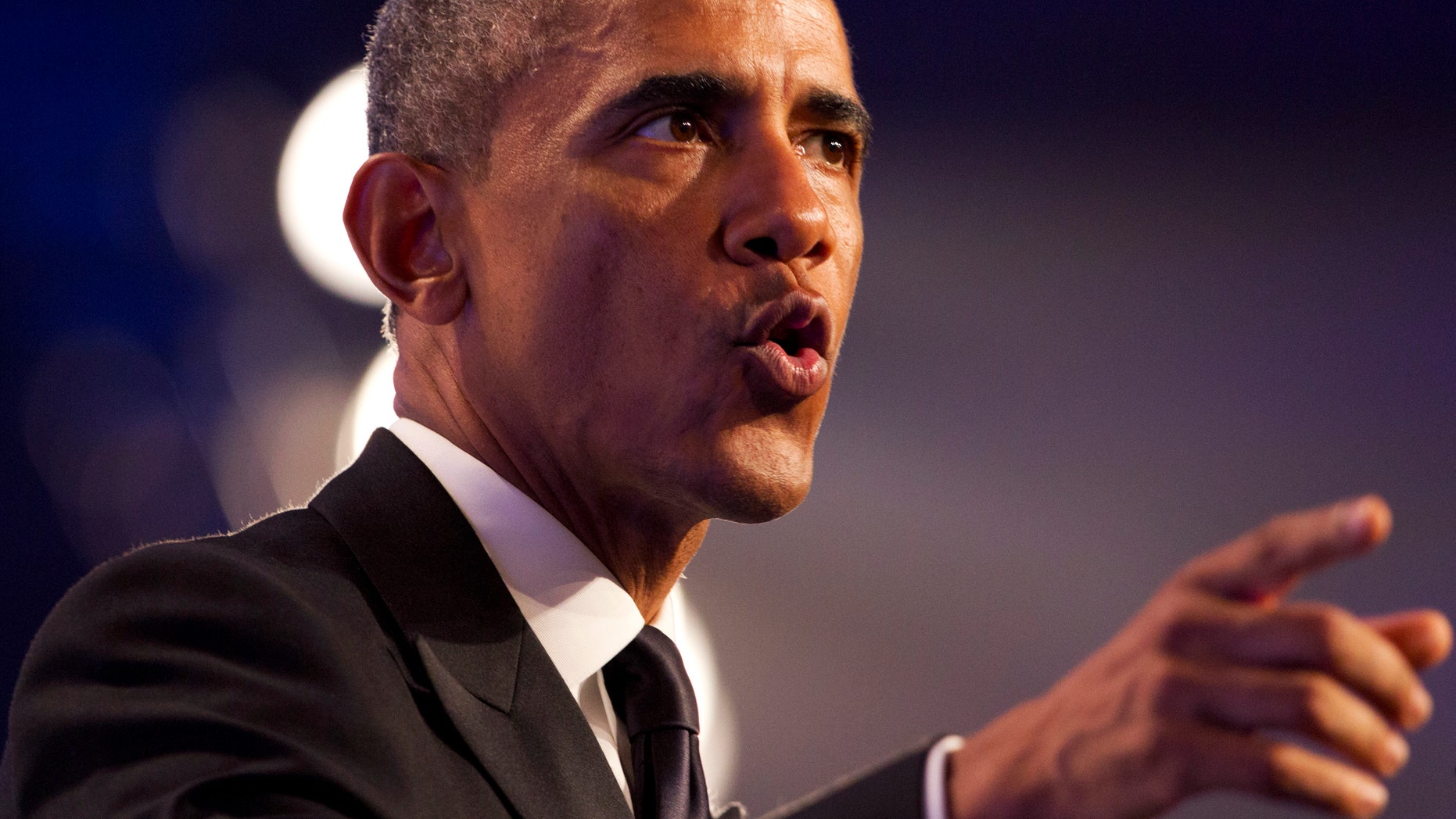 President Barack Obama speaks at the Congressional Hispanic Caucus Institutes 37th Annual Awards Gala at the Walter E. Washington Convention Center in Washington, Thursday, Oct. 2, 2014. (AP Photo/Jacquelyn Martin)