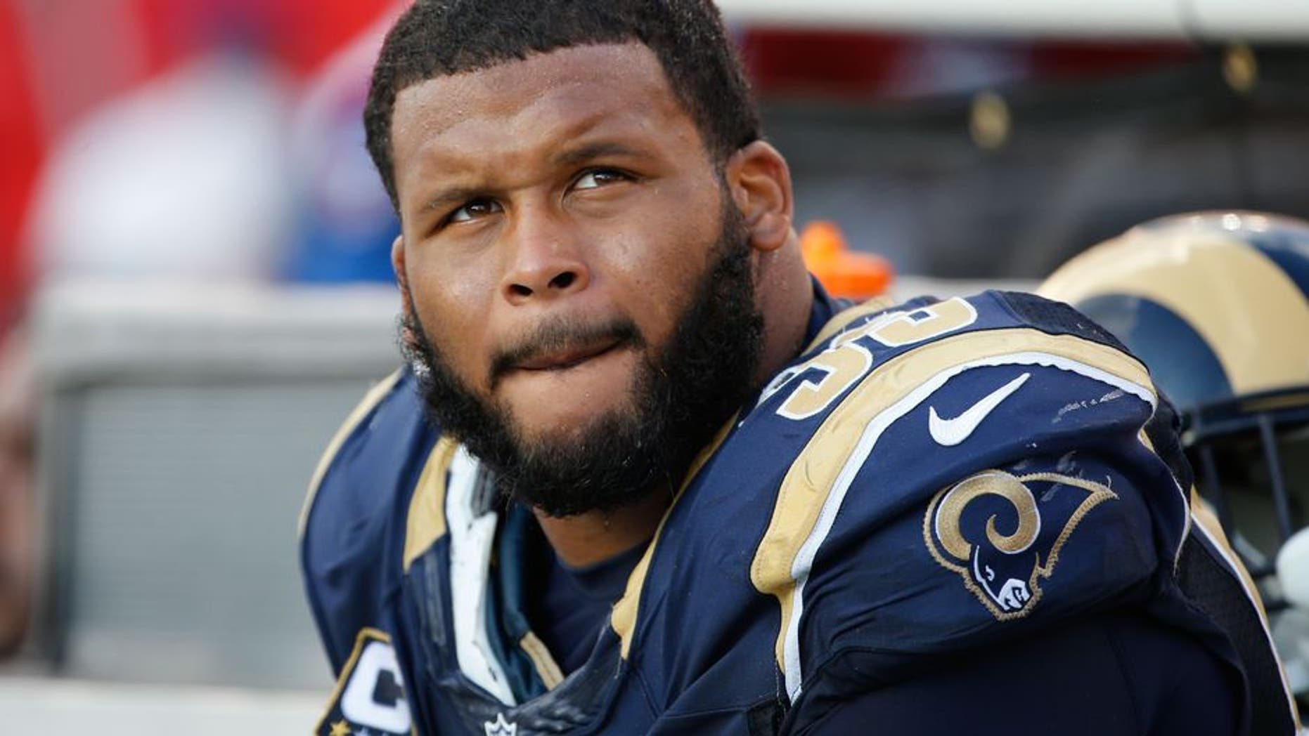 Sep 25, 2016; Tampa, FL, USA; Los Angeles Rams defensive tackle Aaron Donald (99) against the Tampa Bay Buccaneers during the second half at Raymond James Stadium. Mandatory Credit: Kim Klement-USA TODAY Sports