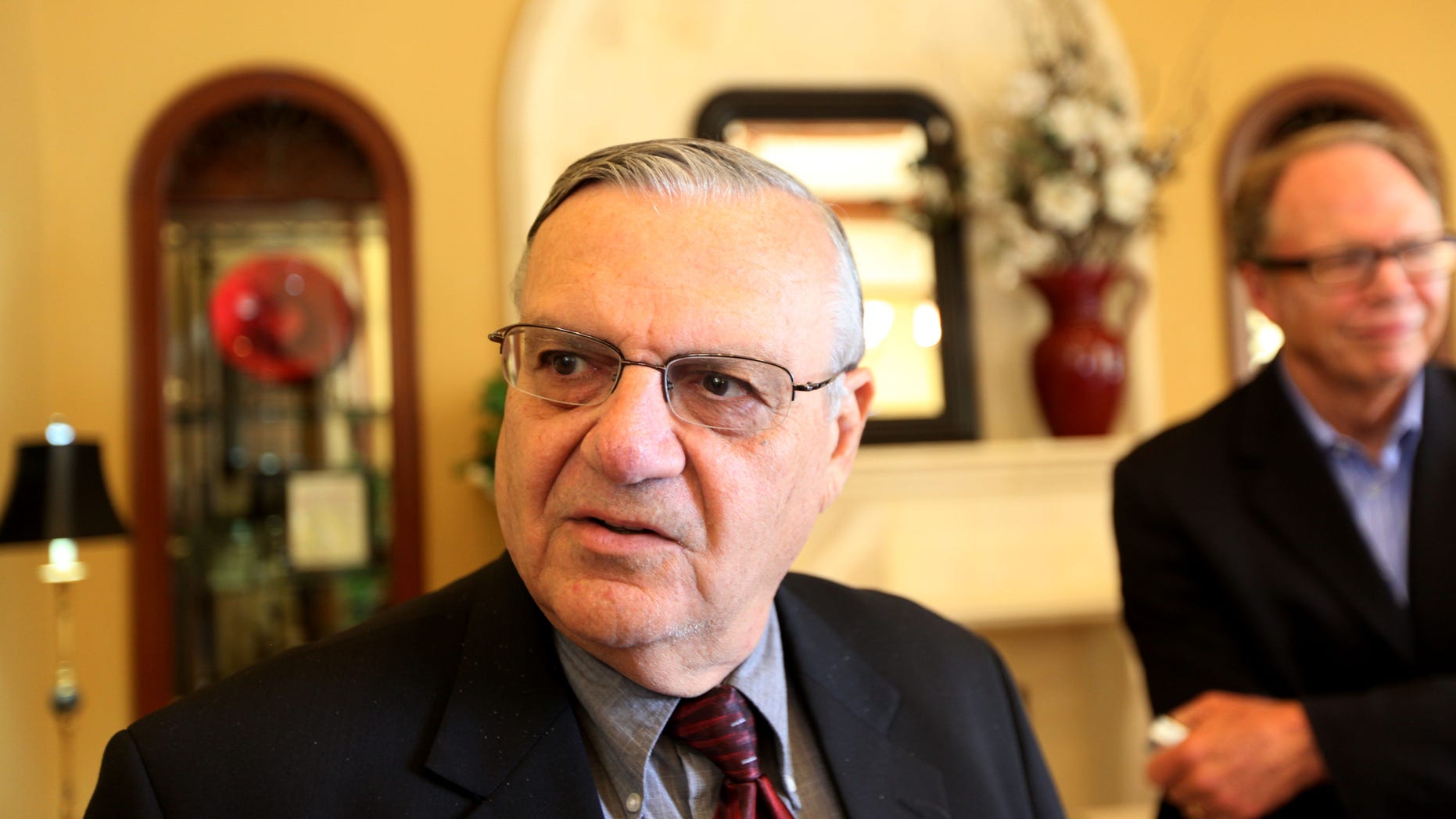 RANCHO BERNARDO, CA - AUGUST 10: Sheriff Joe Arpaio speaks during a visit to the Rancho Bernardo Inn on August 10, 2010 in Rancho Bernardo, California. Arpaio, who is Sheriff of Maricopa County in Arizona, gained national attention for using deputies to conduct raids to apprehend illegal immigrants and building large outdoor prison tents to house inmates. (Photo by Sandy Huffaker/Getty Images)
