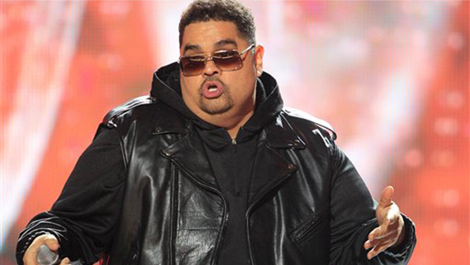In this Oct. 1, 2011 photo, rapper Heavy D, also known as Dwight Arrington Myers, performs during the BET Hip Hop Awards in Atlanta.