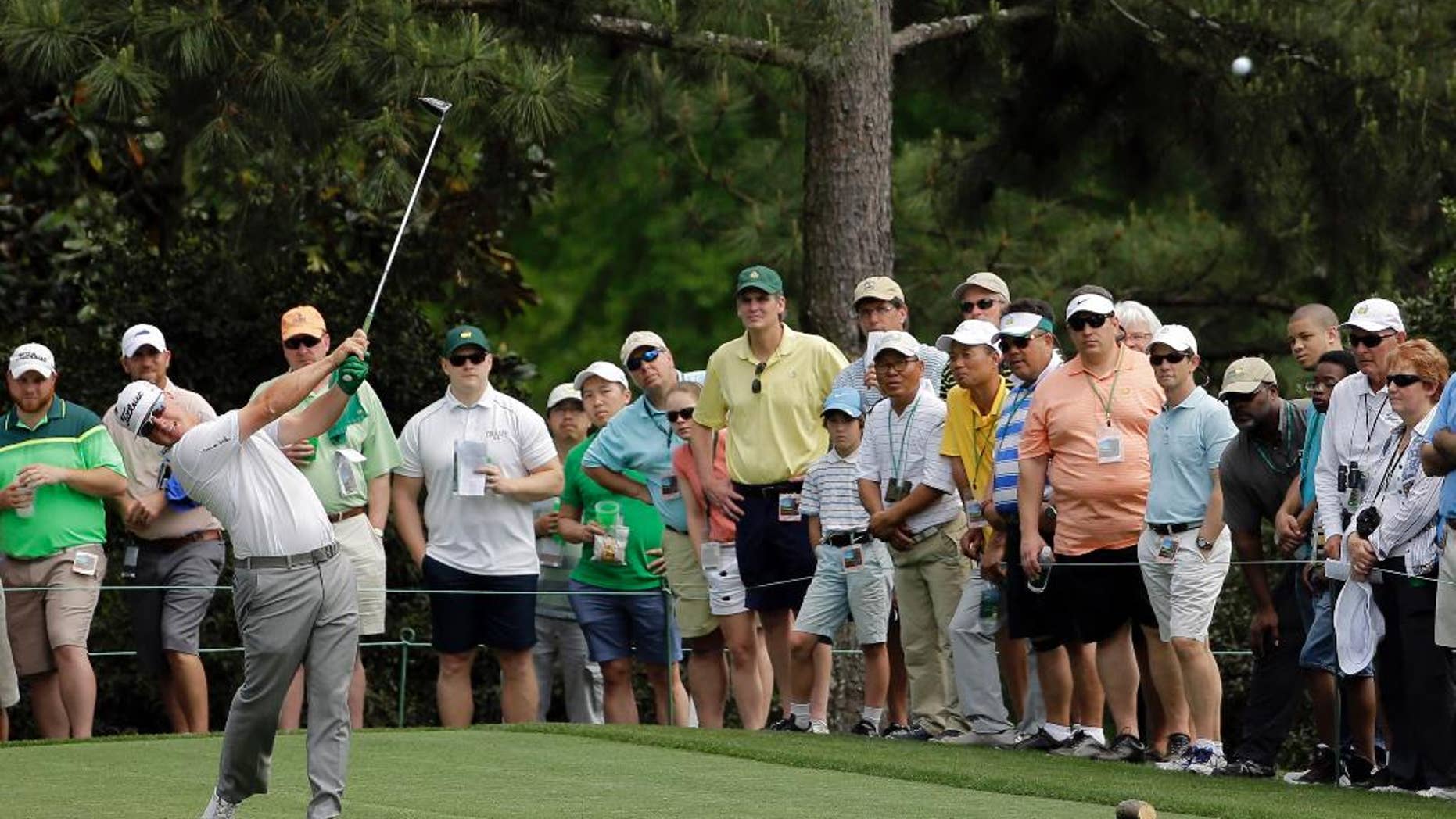 Charley Hoffman tees off on the 15th hole during the second round of the Masters golf tournament Friday, April 10, 2015, in Augusta, Ga. (AP Photo/David J. Phillip)