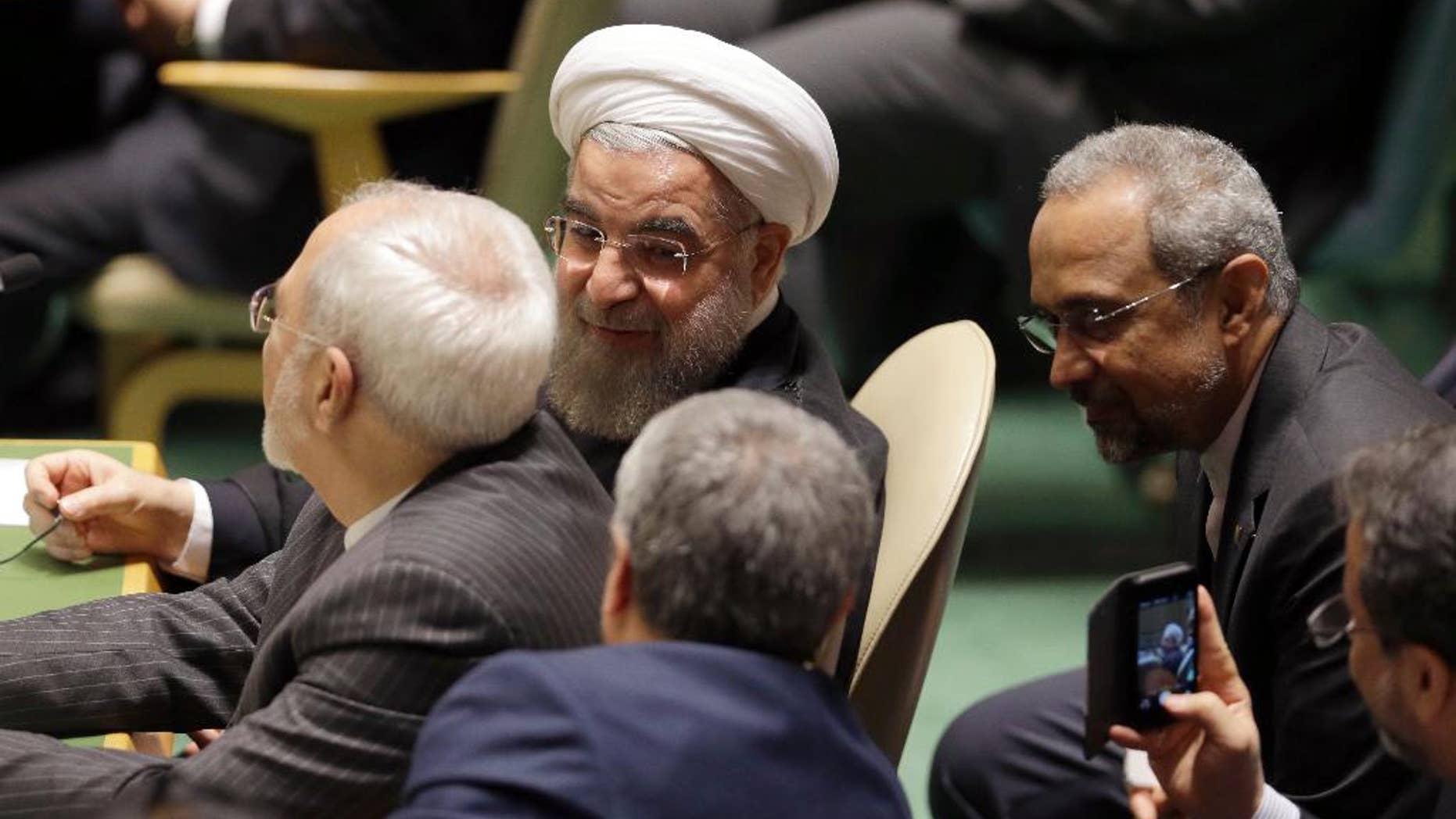 Iran's President Hassan Rouhani attends the Sustainable Development Summit 2015, Friday, Sept. 25, 2015 at United Nations headquarters. (AP Photo/Mary Altaffer)