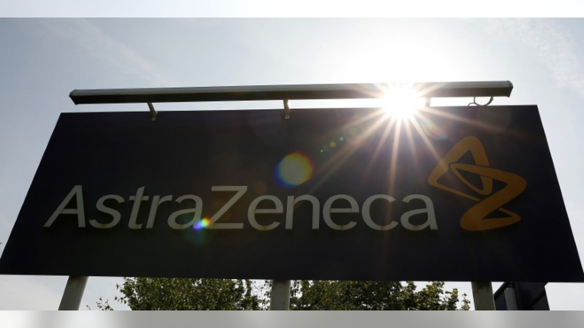 A sign is seen at an AstraZeneca site in Macclesfield
