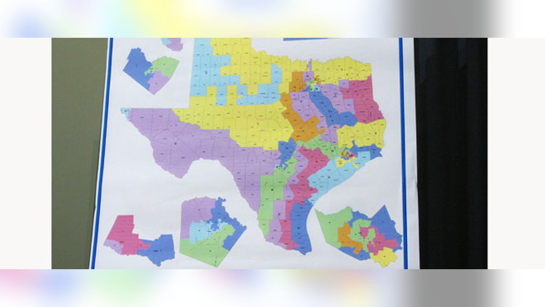 AUSTIN, TX - OCTOBER 9: The new Texas congressional redistricting map is seen August 9, 2003 in Austin, Texas. The map was re-drawn by state legislators to allow Republicans to win more congressional seats in the U.S. Congress. (Photo by Jana Birchum/Getty Images)