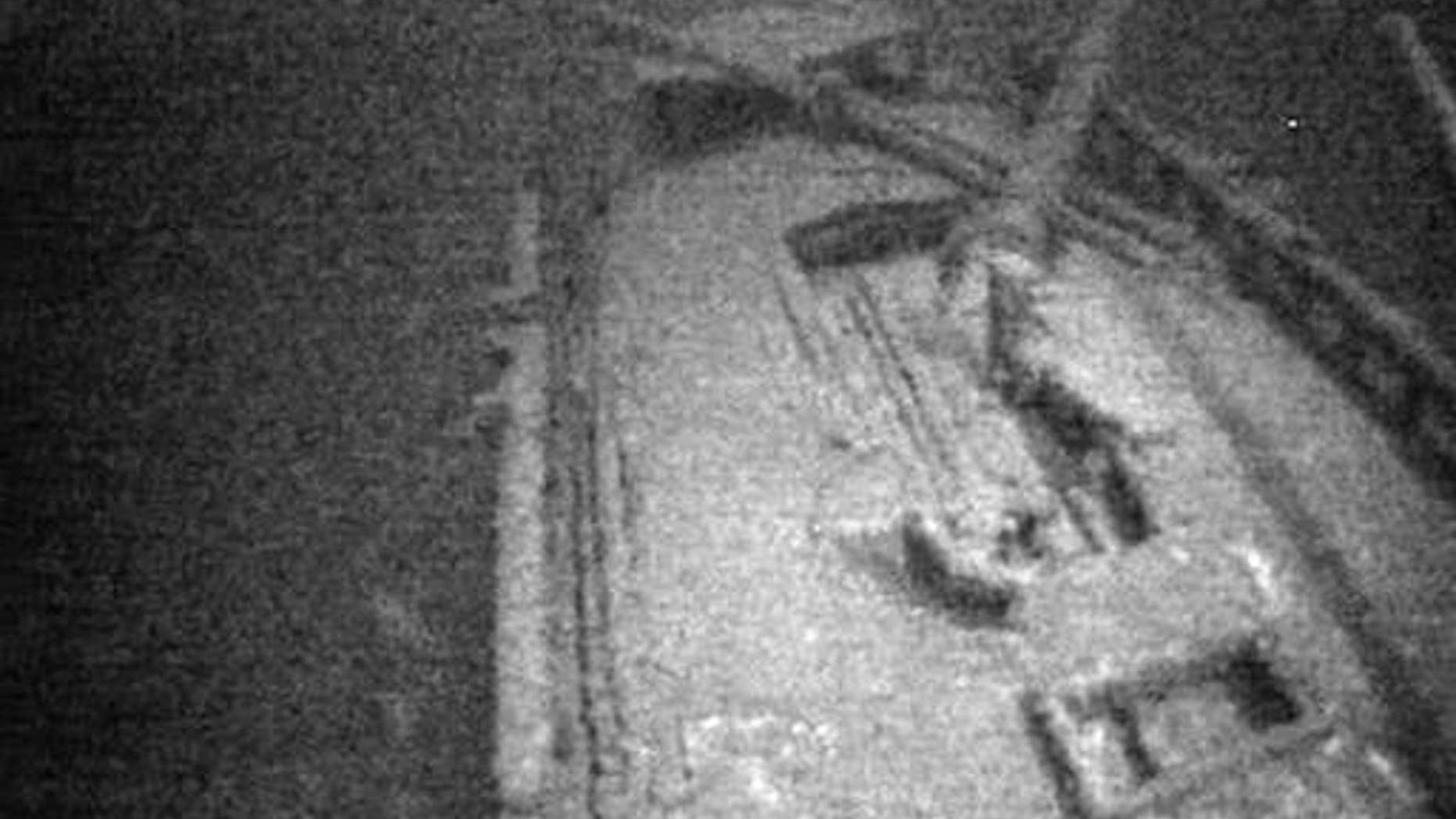 This photo from video provided by Jim Kennard shows the the stern of the shipwrecked Canadian schooner Royal Albert that sank off Lake Ontario's central New York shore nearly 150 years ago.