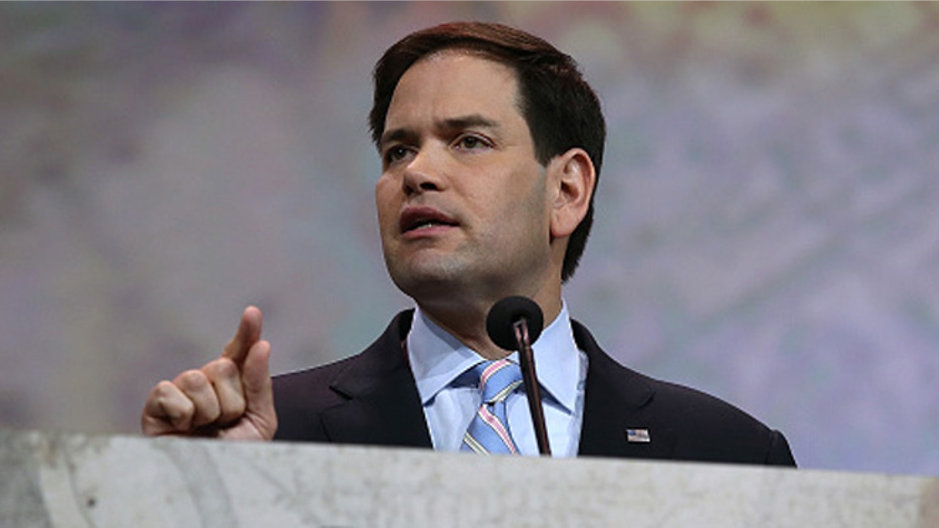 NASHVILLE, TN - APRIL 10: U.S. Sen. Marco Rubio (R-FL) speaks during the NRA-ILA Leadership Forum at the 2015 NRA Annual Meeting & Exhibits on April 10, 2015 in Nashville, Tennessee. The annual NRA meeting and exhibit runs through Sunday. (Photo by Justin Sullivan/Getty Images)