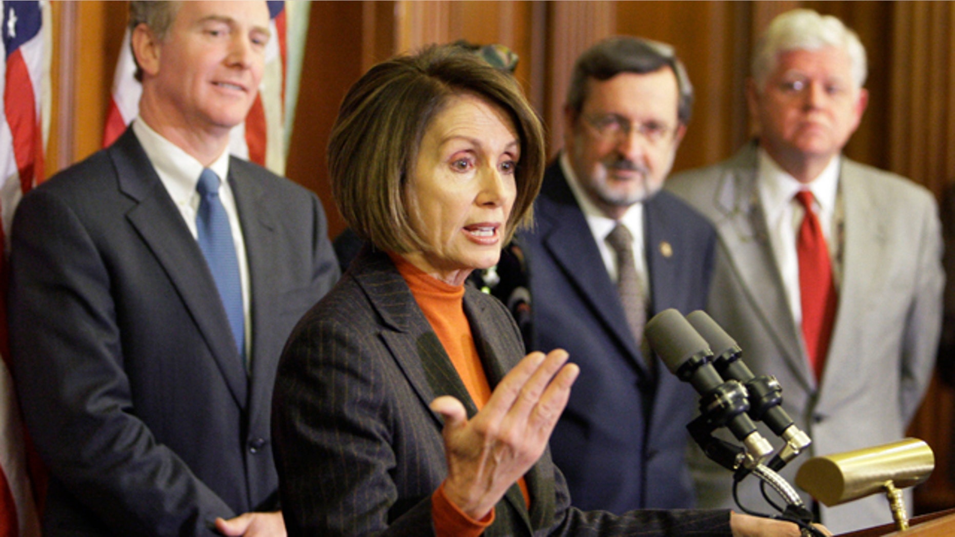 Dec. 16, 2009: Speaker Nancy Pelosi speaks during a news conference with other House leaders on Capitol Hill in Washington. (AP)