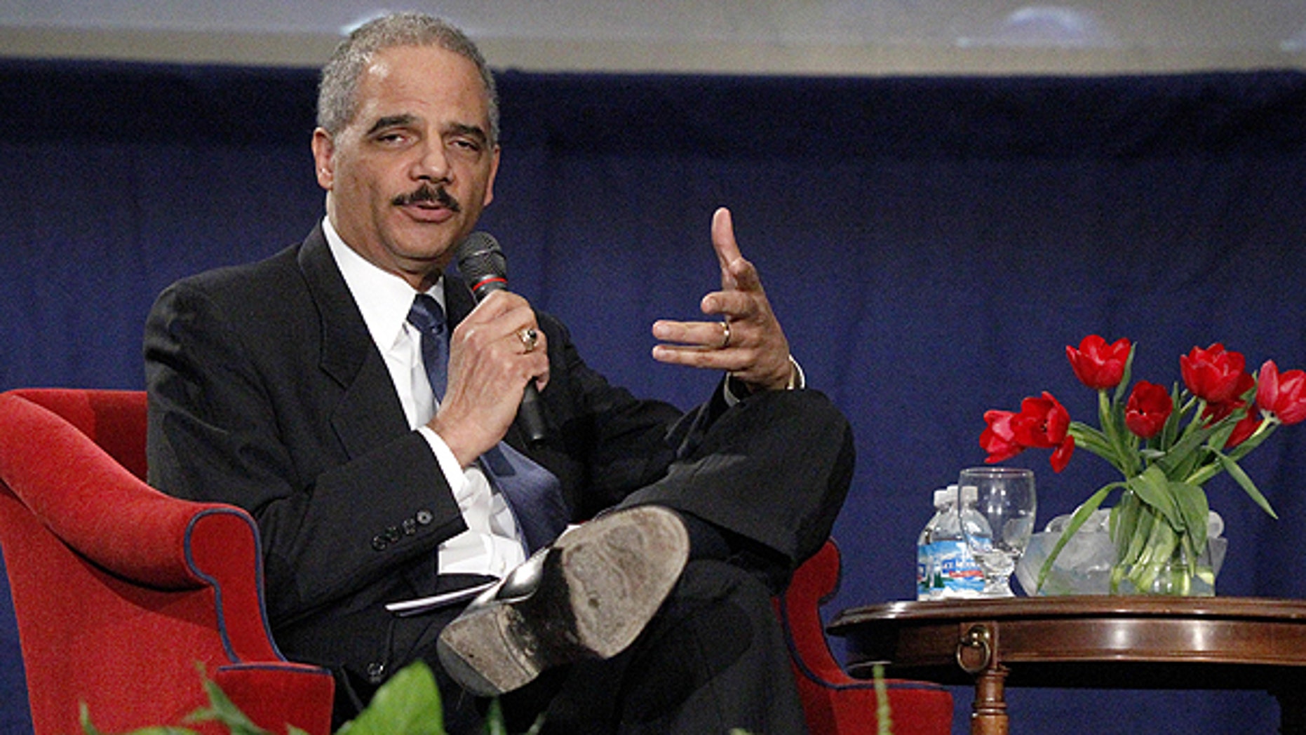 Feb. 23: Attorney General Eric Holder answers a student's question after his speech commemorating the 100th anniversary of the Duquesne University School of Law in Pittsburgh.