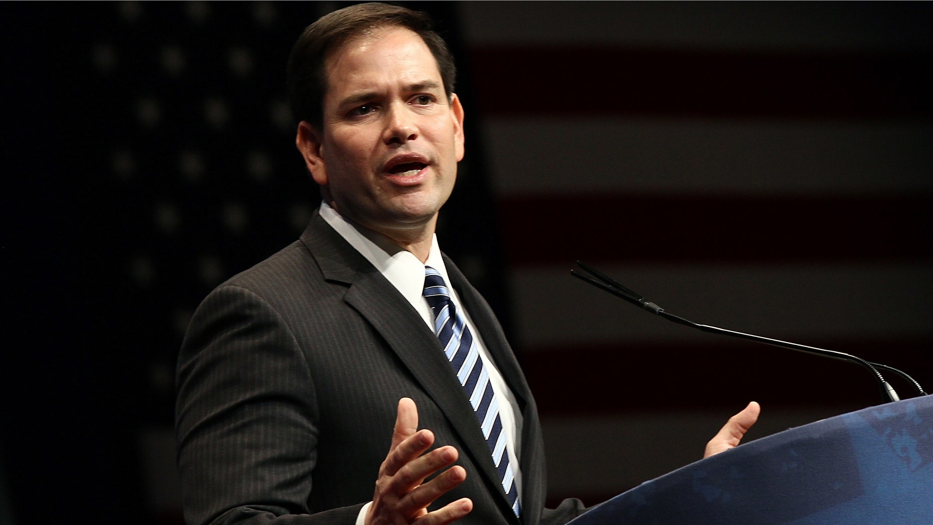 WASHINGTON, DC - FEBRUARY 09: Sen. Marco Rubio (R-FL) delivers a speech titled, "Is America Still an Exceptional Nation?" during the annual Conservative Political Action Conference (CPAC) February 9, 2012 in Washington, DC. Thousands of conservative activists are expected to attend the annual gathering in the nation's capital. (Photo by Win McNamee/Getty Images)