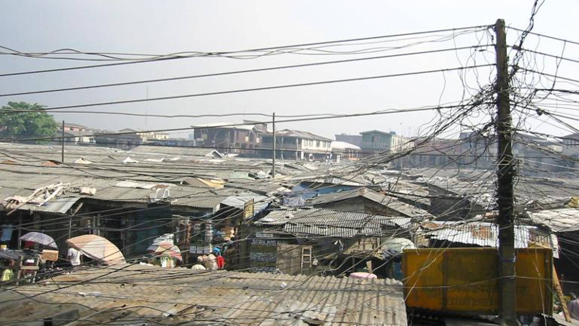 A scramble of power cables in Oshodi district of Lagos, Nigeria's largest city, on April, 16, 2003