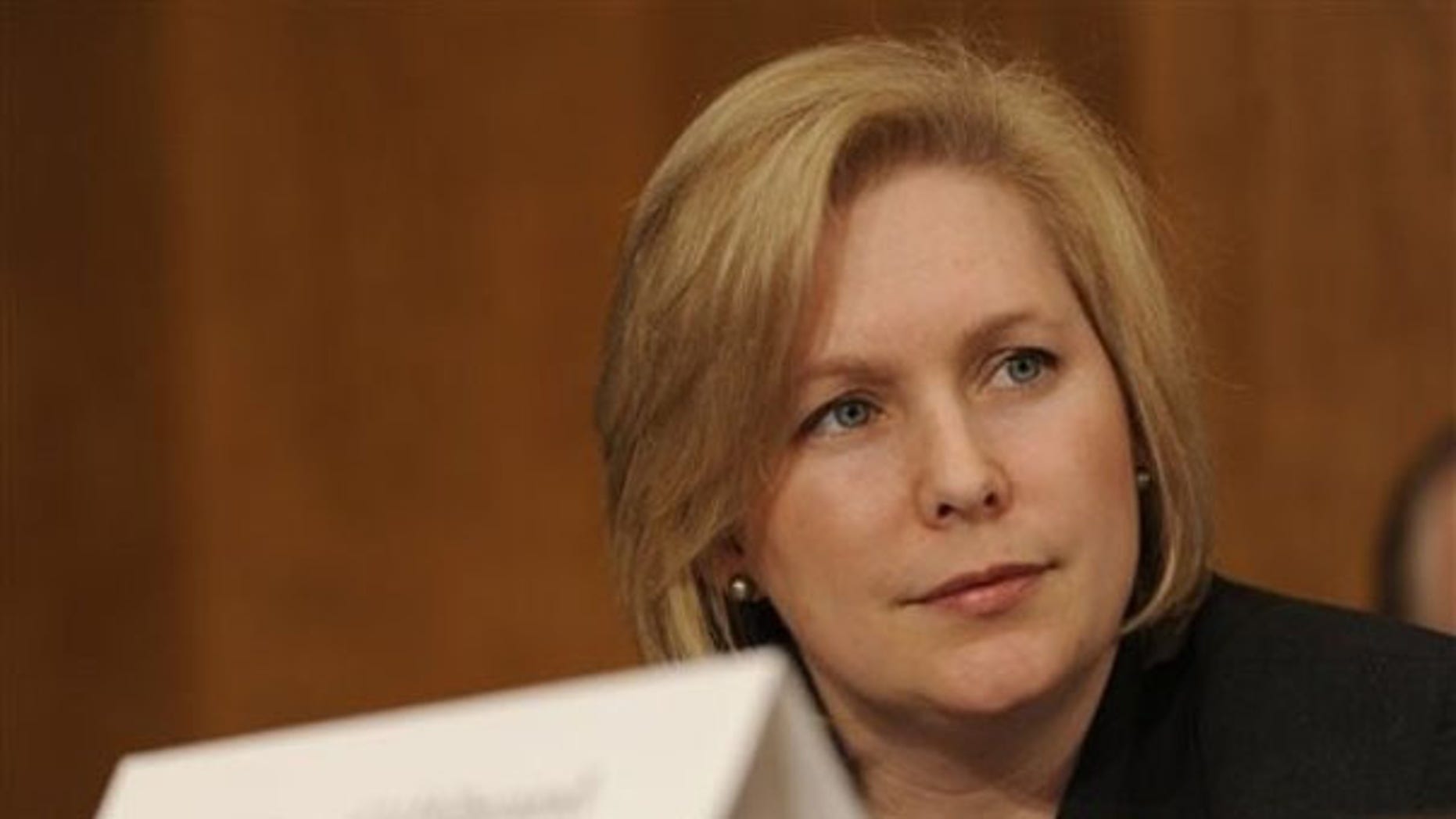FILE -- Jan. 28, 2009: Sen. Kirsten Gillibrand, (D-N.Y.), listens to testimony on Capitol Hill in Washington during a Senate Foreign Relations Committee hearing.