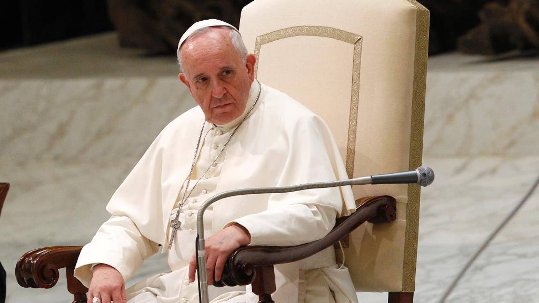 Aug. 20, 2014: Pope Francis attends his weekly general audience in the Paul VI hall, at the Vatican. (AP/Riccardo De Luca)