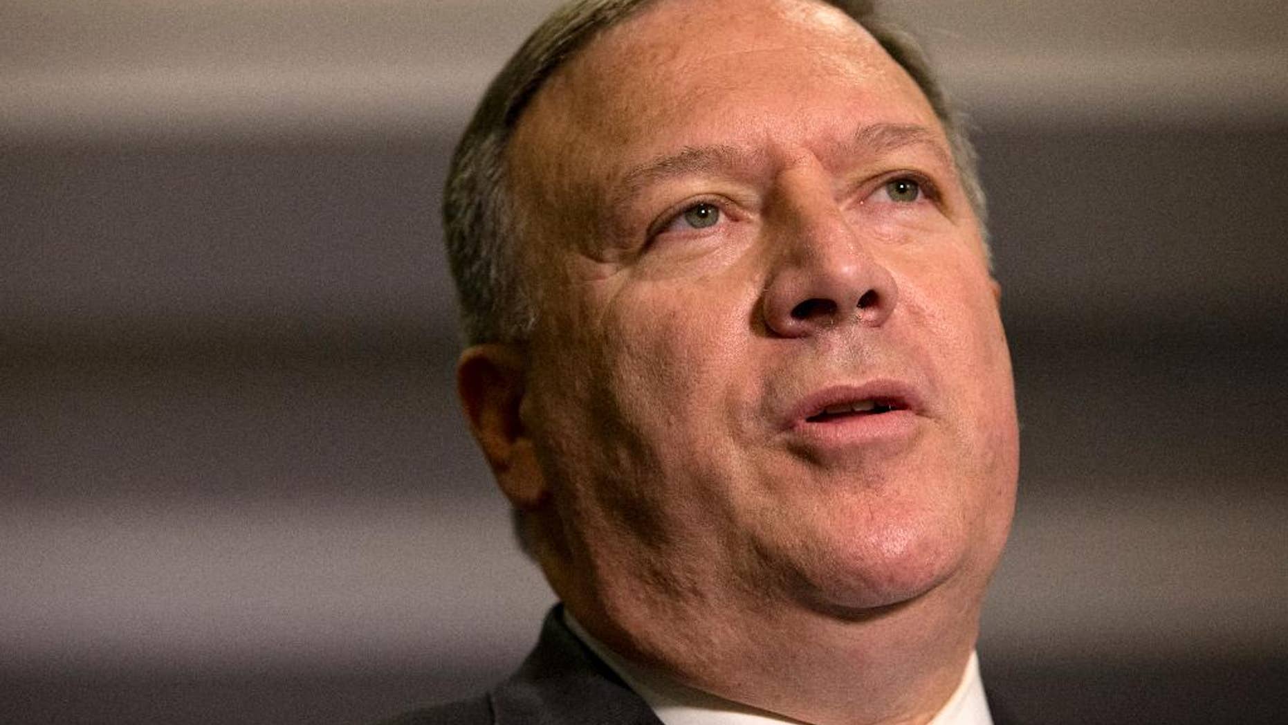 In this photo taken Oct. 16, 2015, Rep. Mike Pompeo, R-Kansas speaks on Capitol Hill in Washington. According to a Trump official, Pompeo to be nominated for CIA director. (AP Photo/Jacquelyn Martin)
