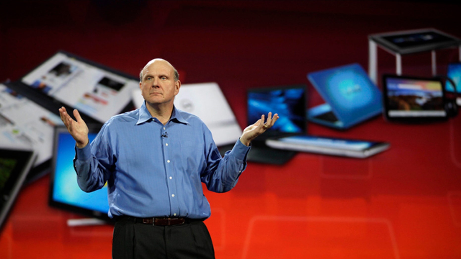 Jan. 5, 2011: Microsoft chief executive officer Steve Ballmer gives his keynote speech at the 2011 Consumer Electronics Show in Las Vegas.