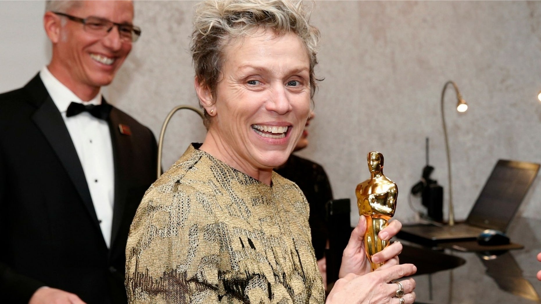 The man accused of stealing Frances McDormand's (pictured) Best Actress Academy Award on Sunday was charged with theft, the Los Angeles County District Attorney's Office said Tuesday.