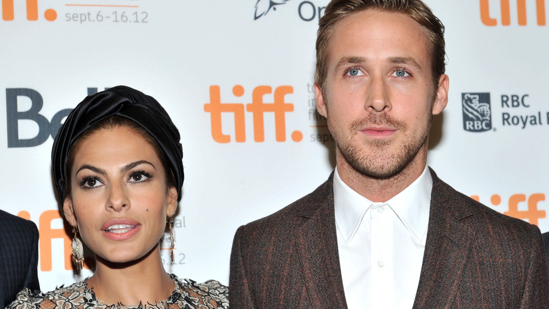 Eva Mendes and Ryan Gosling on September 7, 2012 in Toronto, Canada.
