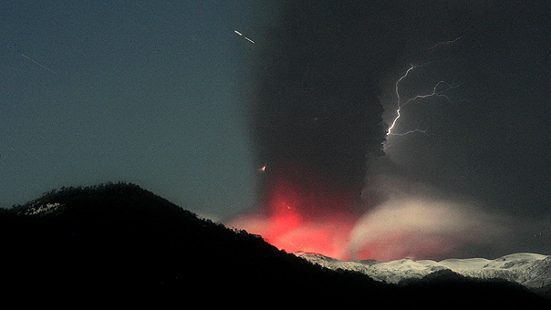 June 12: Lightning strikes over the Puyehue-Cordon Caulle volcano in Chile, seen from the international cross border way Cardenal Samore, in southern Chile.
