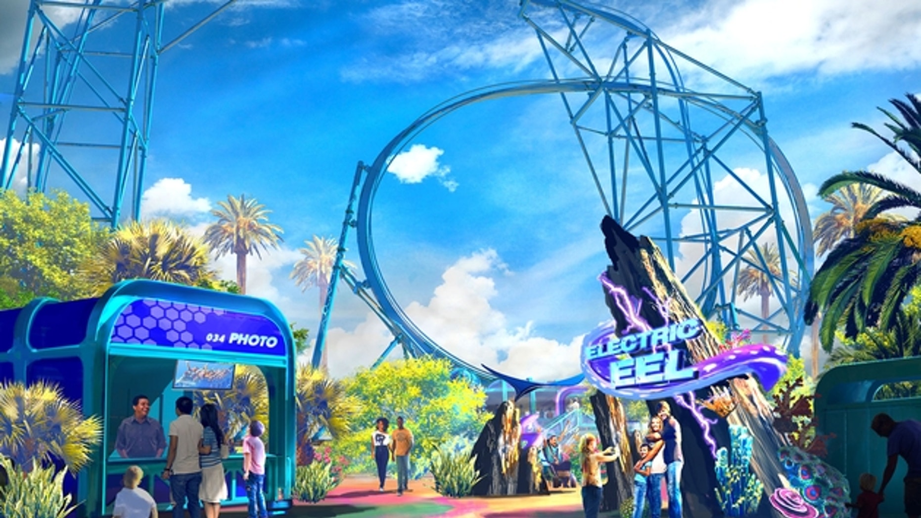 Artist rendering of Electric Eel roller coaster.