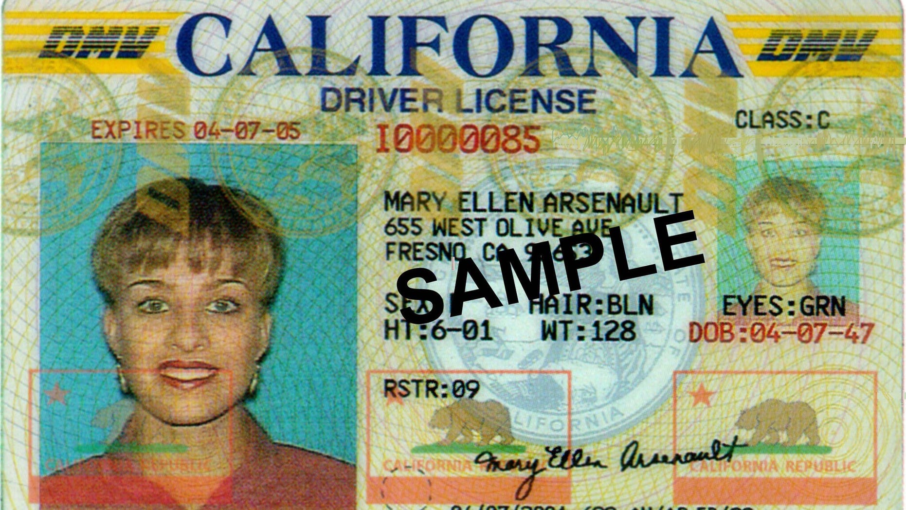 391501 01: This undated photo shows a redesign of California''s State drivers license for the prevention of theft identity and reproduction. The printing technology that is used is similar to the new US currency, which alsoprevents people from photocoping and scanning. (Courtesy of Polaroid/Getty Images)