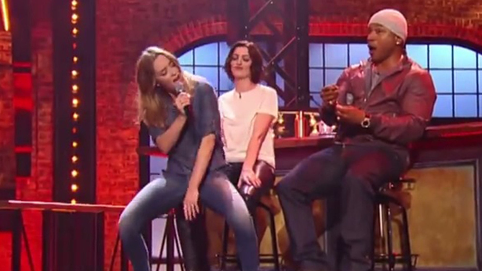 Emily Blunt Gives Anne Hathaway A Lap Dance During Lip Sync Battle Fox News 