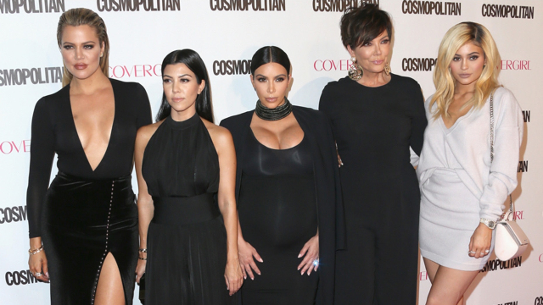 October 12, 2015 TV personalities Khloe Kardashian, Kourtney Kardashian, Kim Kardashian, Kris Jenner and Kylie Jenner attend Cosmopolitan's 50th Birthday Celebration at Ysabel in West Hollywood.