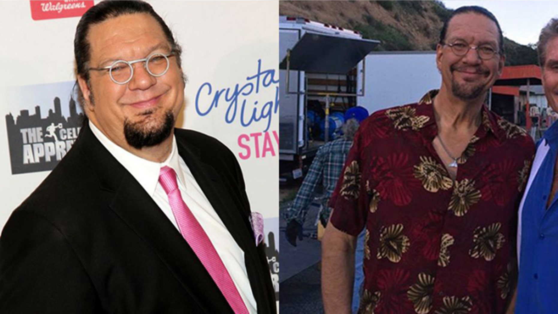 Illusionist Penn Jillette revealed his dramatic 105 lbs weight loss. Jillette lost the weight in just four months without magic, he said. The 6 foot 7 inch star went from 330 to 225 lbs by drastically changing his eating habits. “I eat unbelievable amounts of food but just very, very, very healthy food,” the magician told People. (Getty/Twitter)