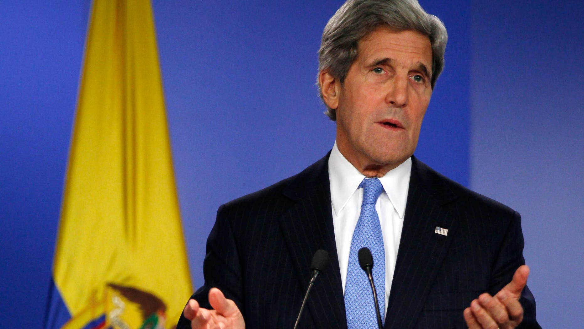 FILE: Aug. 12, 2013: Secretary of State John Kerry in Bogota, Columbia.