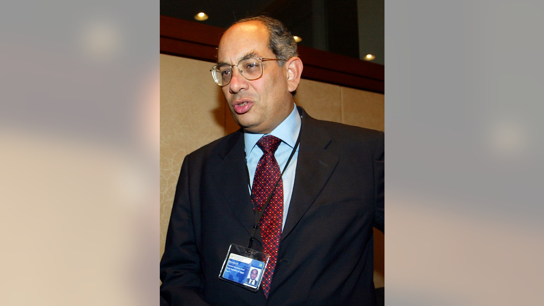 FILE - In this Friday, Oct. 1, 2004 file photo, Egyptian former Minister of Finance Yousef Boutros Ghali attends a meeting at the World Bank headquarters in Washington. An Egyptian court has sentenced, in absentia, former finance minister Yousef Boutros-Ghali to 25 years in prison on charges of squandering public funds. Egypt’s state news agency reported Tuesday, April 23, 2013, that Ghali, a nephew of former U.N. Secretary-General Boutros Boutros-Ghali, was found guilty of squandering around $3.6 million during his final years in the post. (AP Photo/J. Scott Applewhite, File)