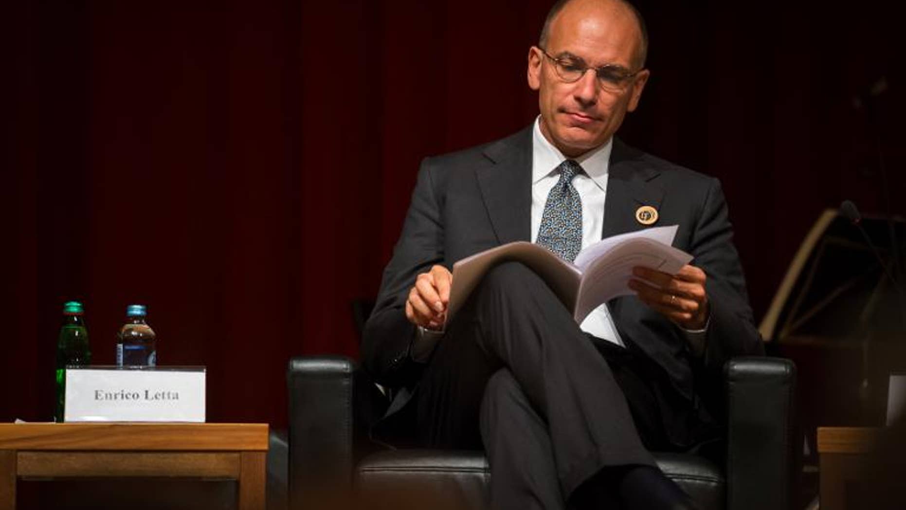 Italian Prime minister Enrico Letta attend the opening meeting of Bled Strategic Forum in Bled, on September 2, 2013.