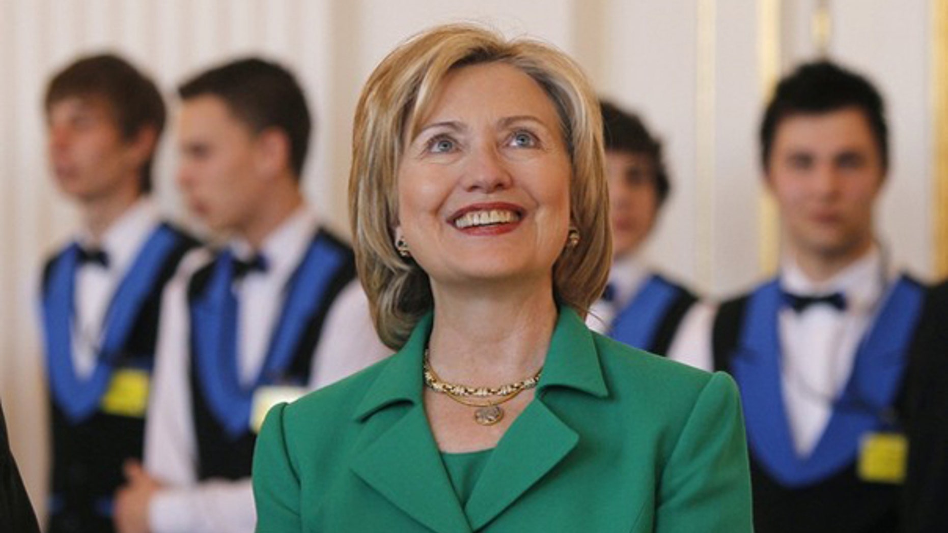 Secretary of State Hillary Clinton is pictured during a lunch for President Obama in Prague April 8. (Reuters Photo)