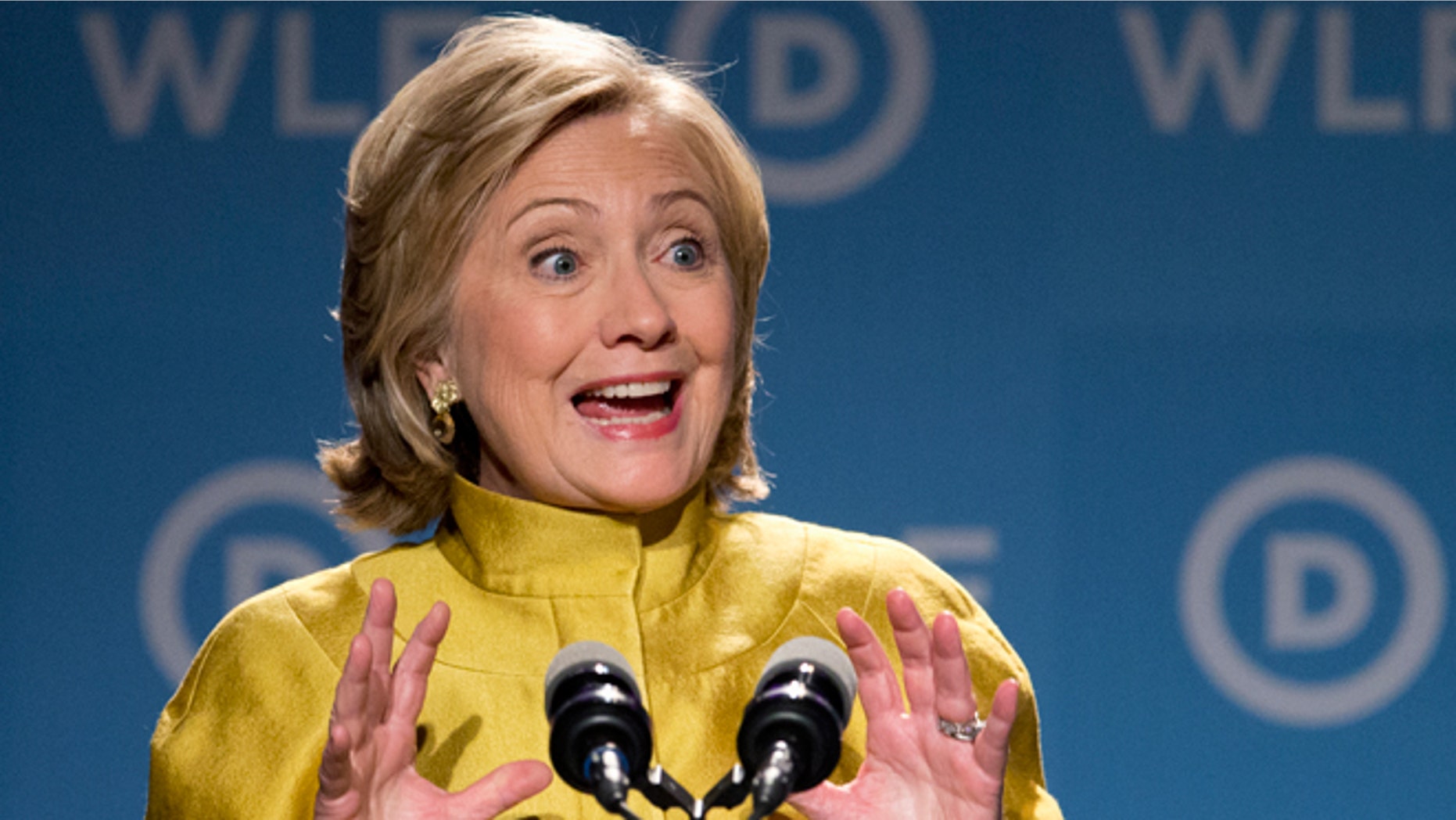 FILE - Sept. 19, 2014: former Secretary of State Hillary Rodham Clinton speaks in Washington.