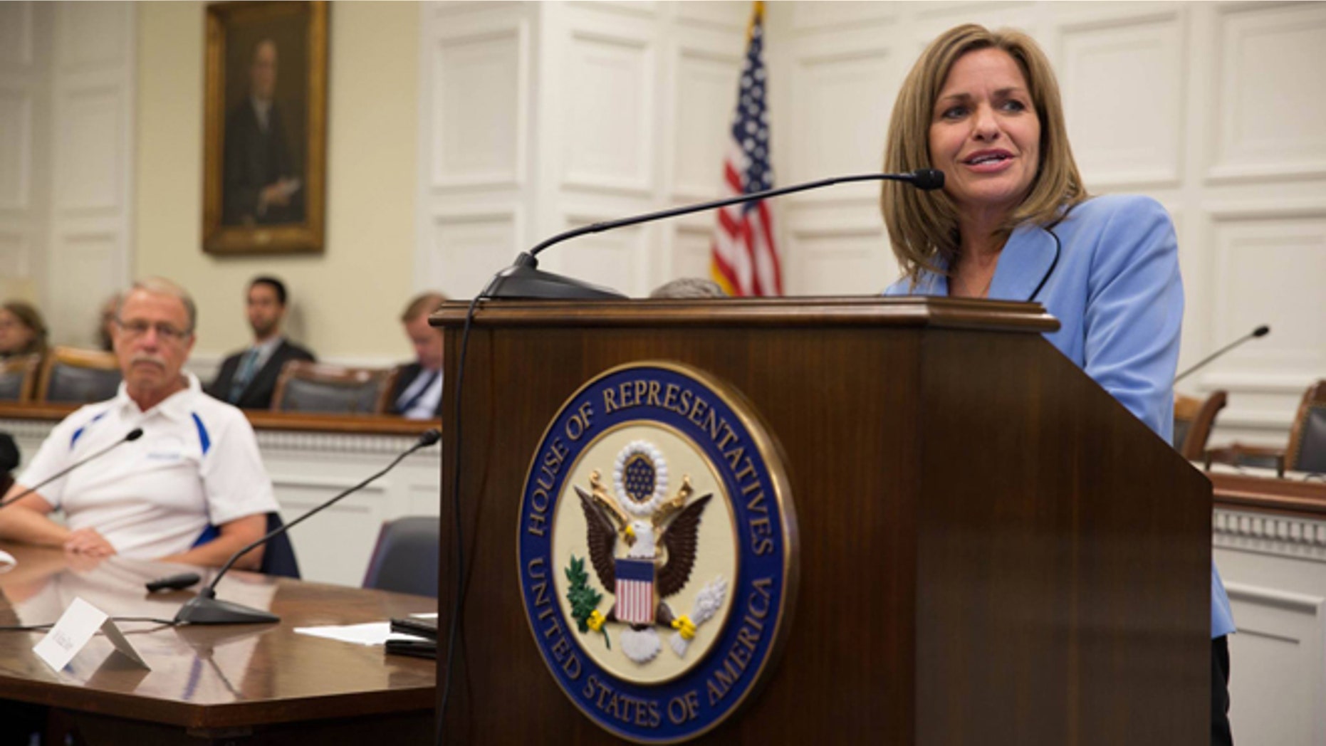 FILE -- July 16, 2014: Rep. Lynn Jenkins, R-Kansas and David Johnson discuss Mental Health First Aid at a National Council for Behavioral Health briefing.