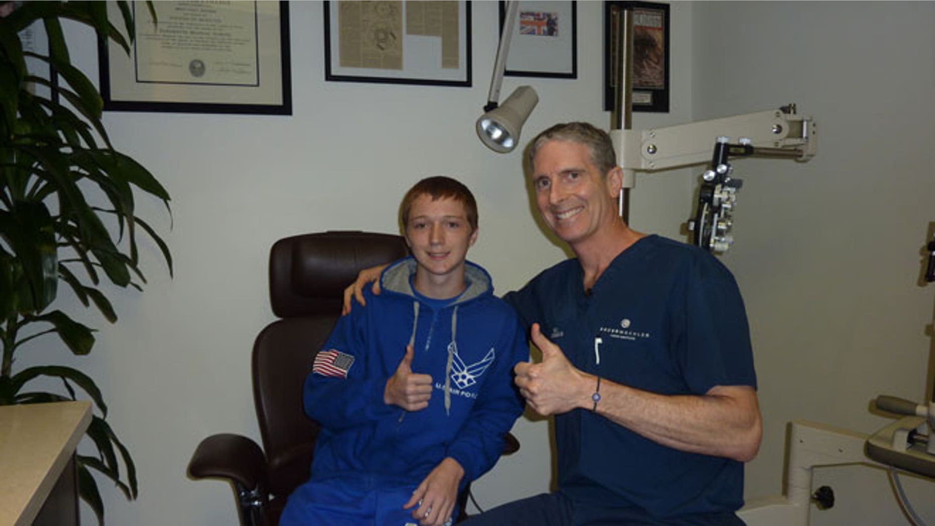 Jon Dase, 15,and Dr. Brian S. Boxer Wachler at the Boxer Wachler Vision Institute in Beverly Hills, Calif.