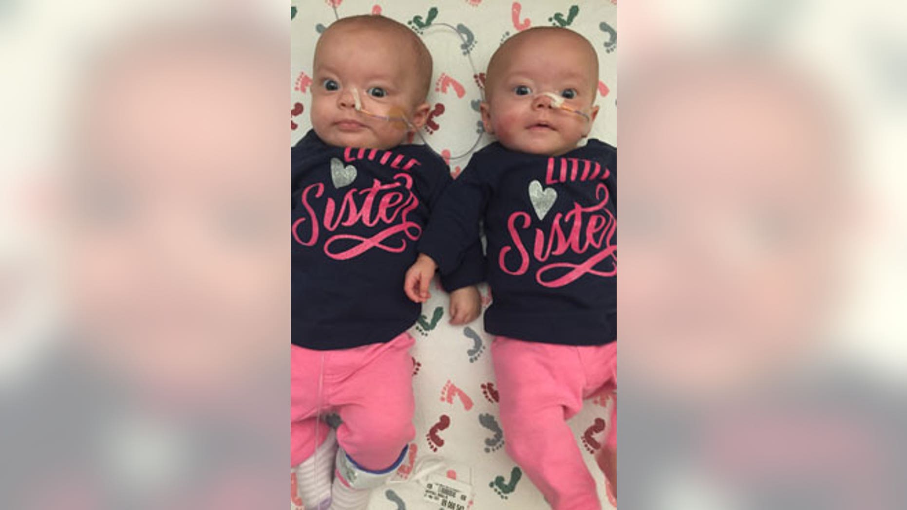 Kenedi and Kendal Breyfogle, 3-month-old identical twin girls from Pierre, South Dakota, are undergoing chemotherapy at the Mayo Clinic in Rochester, Minnesota, to treat acute myeloid leukemia (AML), a cancer that usually affects older adults.