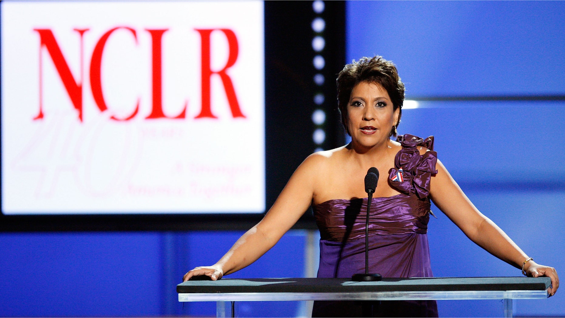 National Council of La Raza president and CEO Janet Murguia onstage during the 2008 ALMA Awards.