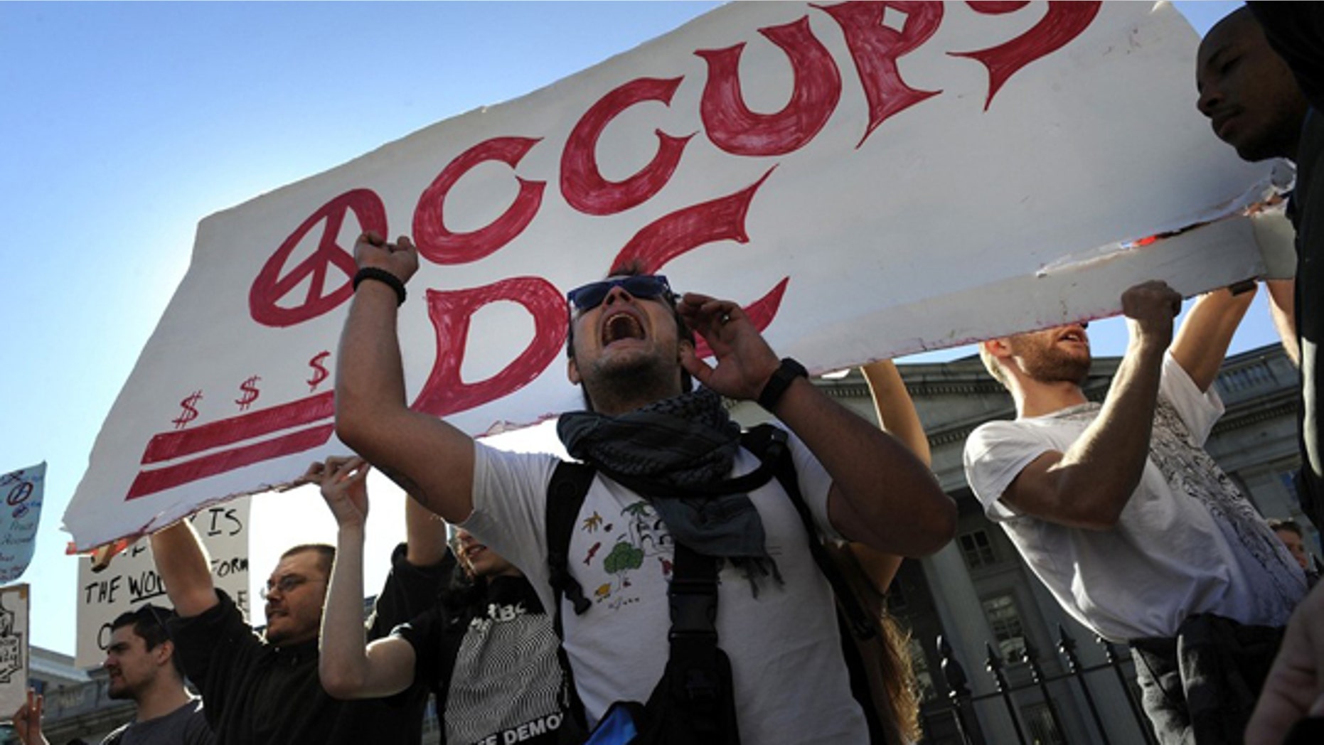 Oct. 15, 2011: 'Occupy D.C.' protesters rally in front of the U.S. Treasury Department in Washington.