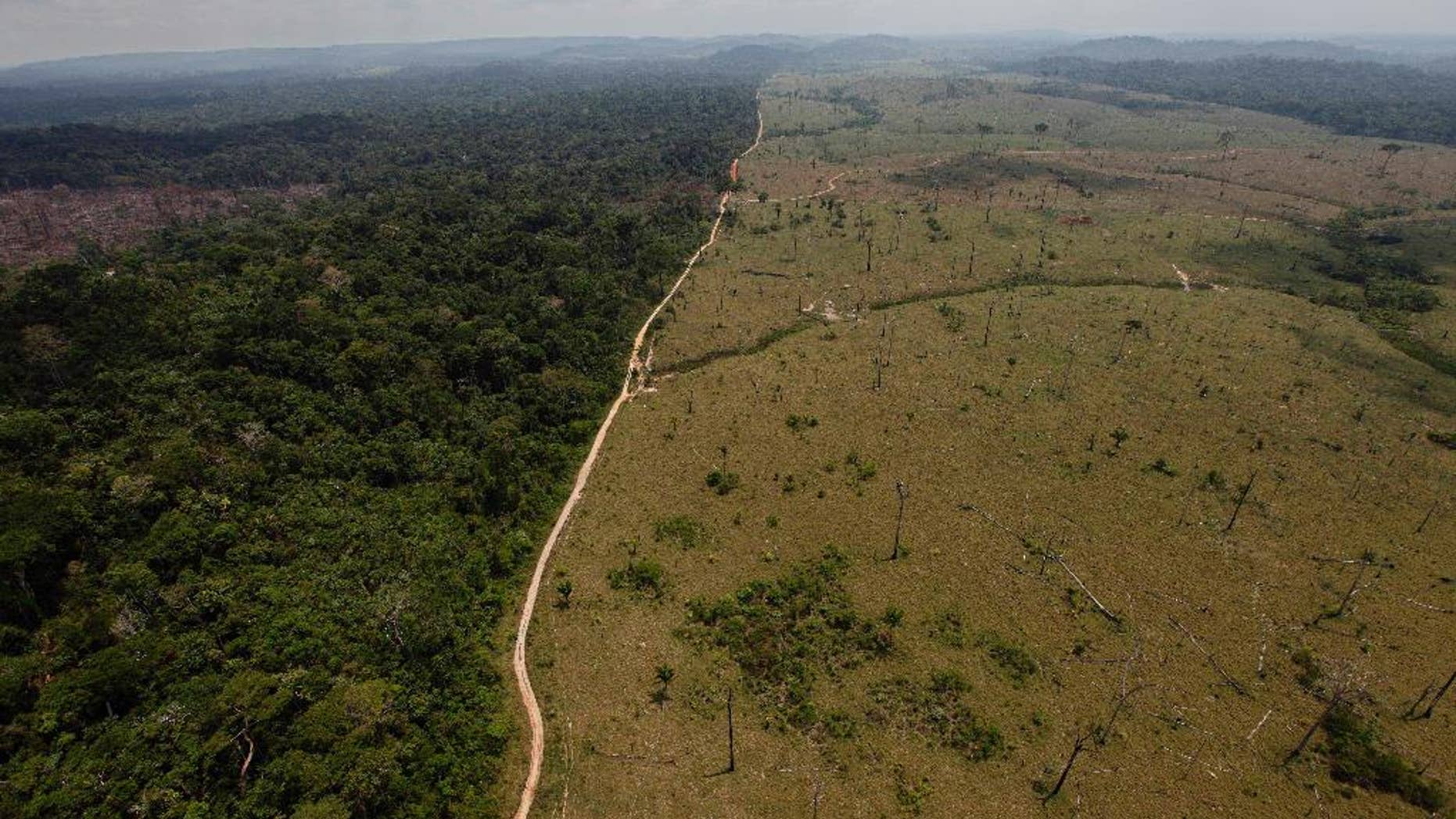 FILE - In this Sept. 15, 2009 file photo, a deforested area is seen near Novo Progresso, in Brazil's northern state of Para. Brazil's new Agriculture Minister Katia Abreu, nicknamed the "chainsaw queen" by environmentalists for what they've called her promotion of deforestation, strongly batted down the criticisms on Thursday Jan. 22, 2014, labeling them as sexist given she's the first woman to hold her post. (AP Photo/Andre Penner, file)
